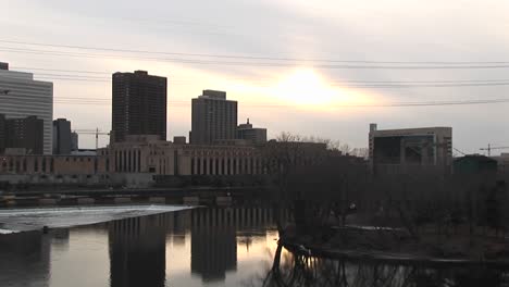 A-Cool-Winter'S-Day-With-A-City-Skyline-In-Shades-Of-Gray