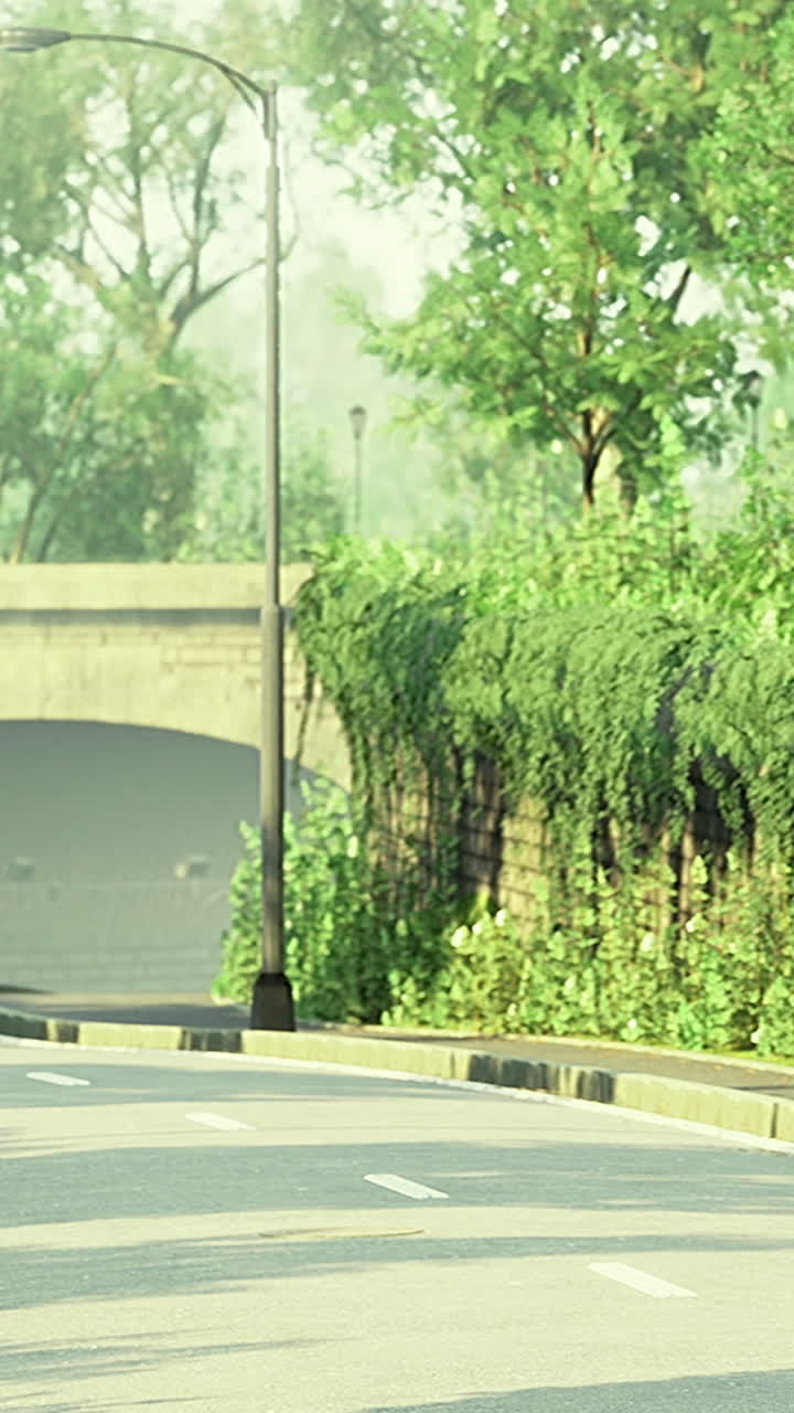 Serene pathway leading through lush greenery with a subtle archway