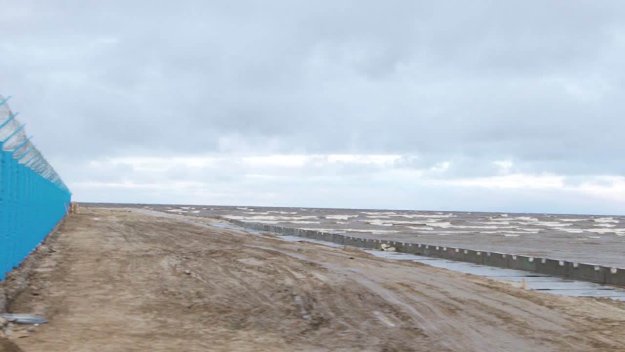Coastal Construction Project under Cloudy Weather
