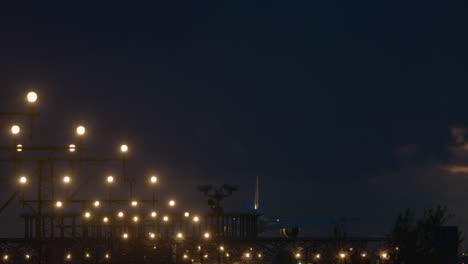 airplane landing at night