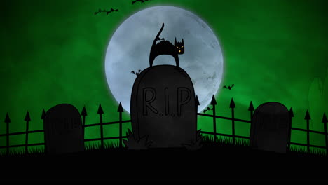 Halloween-background-animation-with-cat-on-grave-2