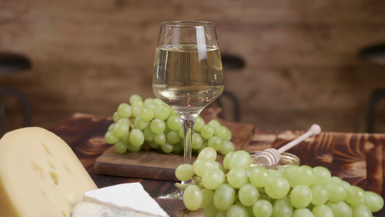 Wine, Cheese and Grapes Still Life