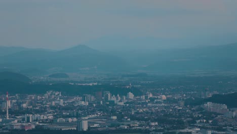 night view of a city nestled in the mountains