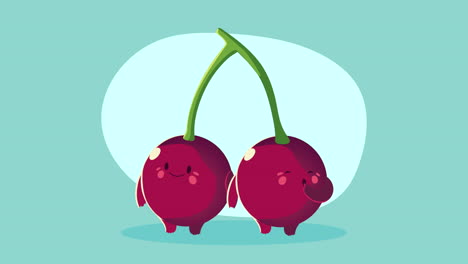animación de personajes de frutas de cerezas