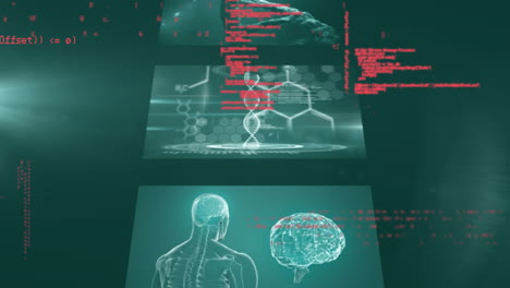 animación del procesamiento de datos sobre el hilado de cadenas de adn