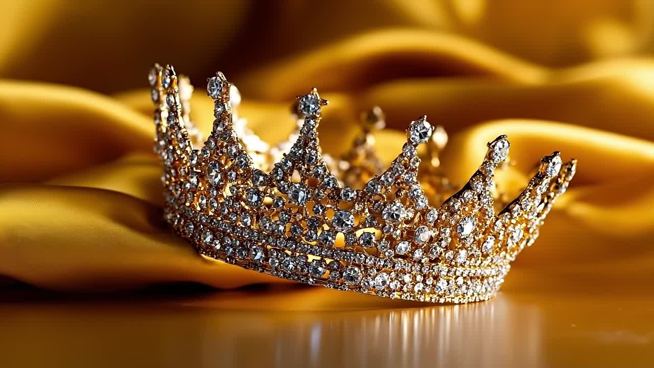 A gold crown on a yellow background
