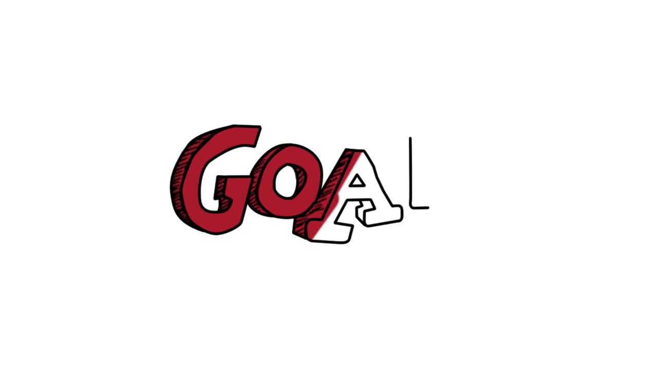 The word goal appearing slowly