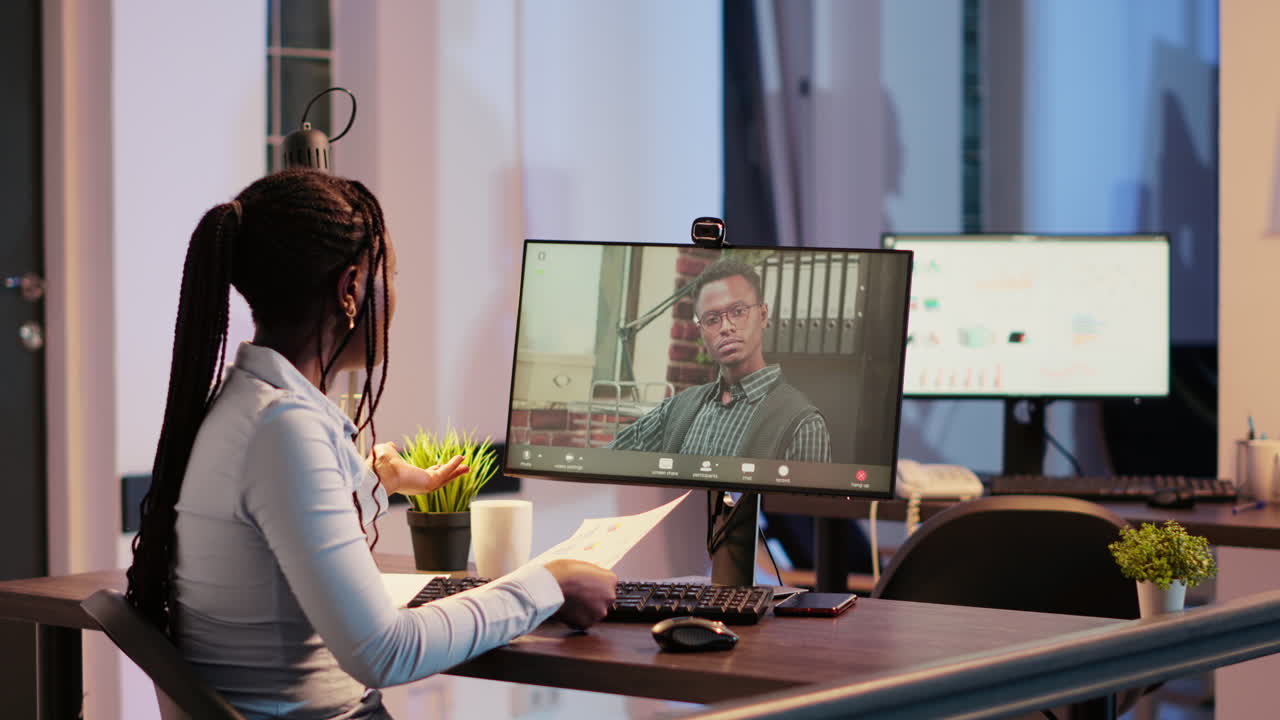 Online Meeting in a Modern Office