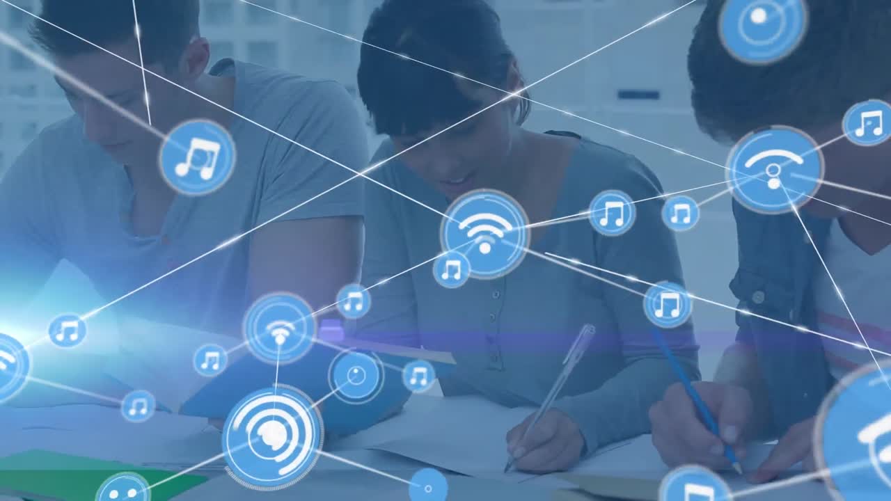 비즈니스 동료에 대한 아이콘과 연결 네트워크의 애니메이션