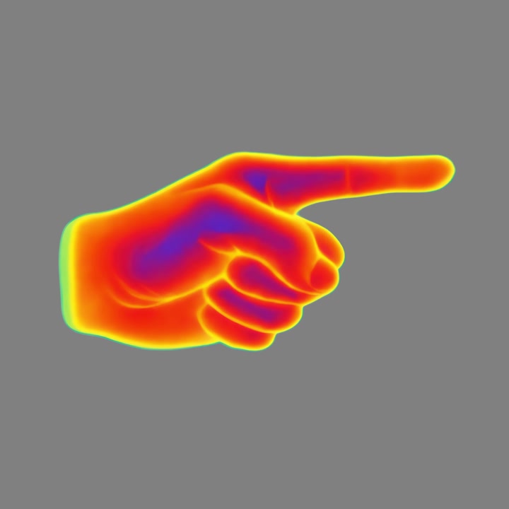Termografia di una mano umana che indica