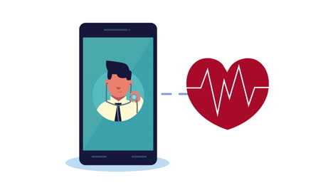 smartphone with doctor and heart cardio