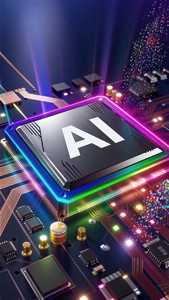 Futuristic AI Chip Motherboard Technology Background