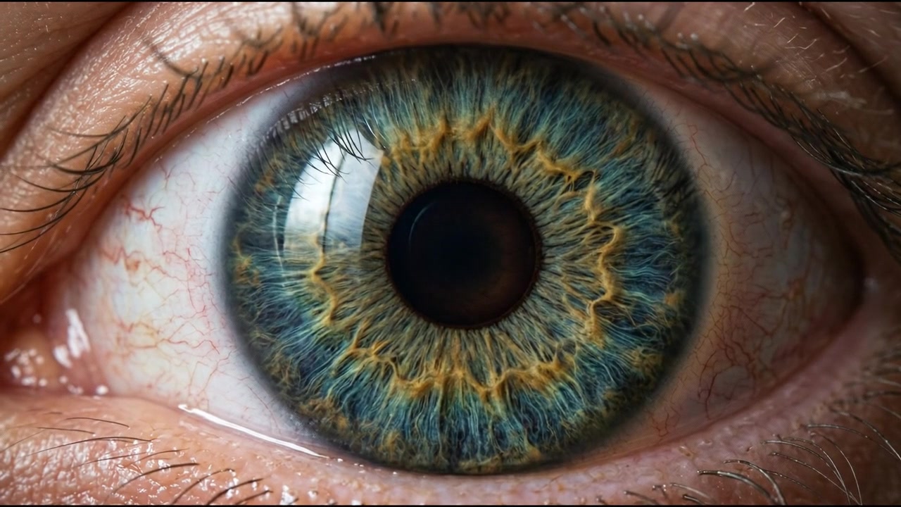 Macro view of colorful human iris texture