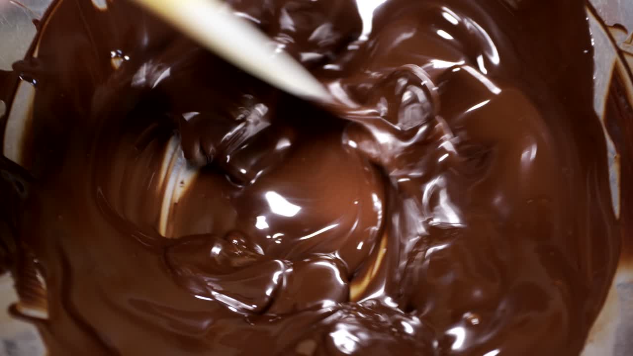 Melting chocolate in a sauce pan with a spatula