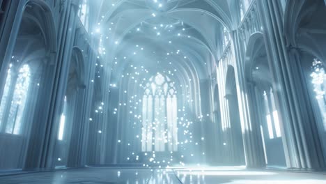 interior of a church with white light and gothic architecture