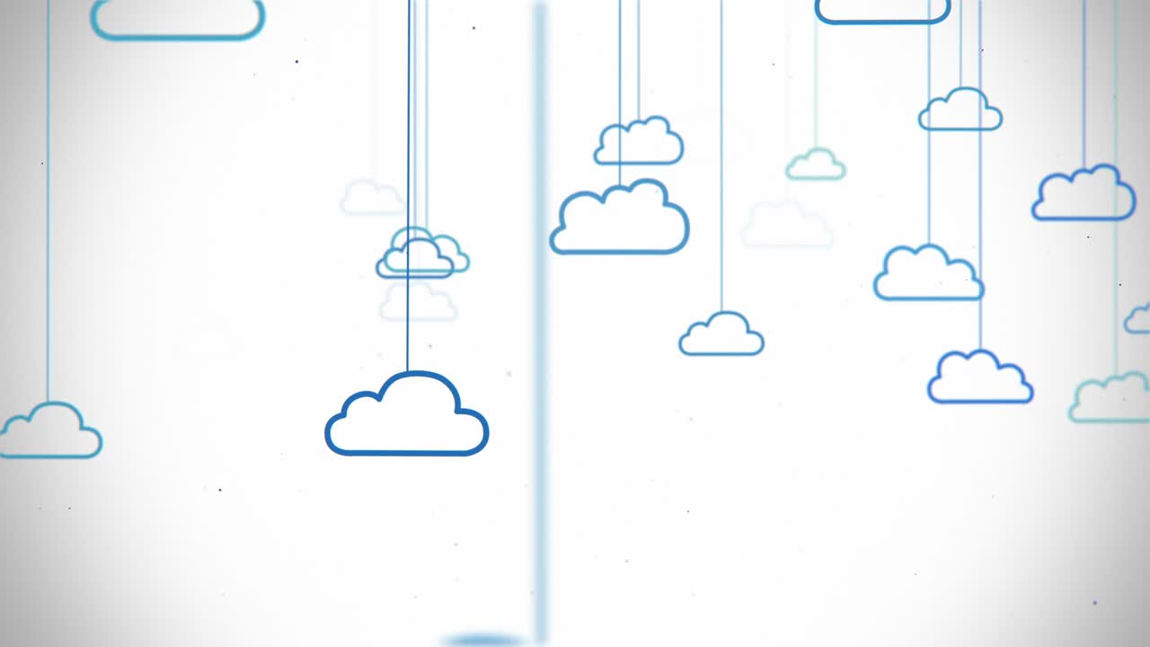 추상적인 구름 기호의 그룹 애니메이션