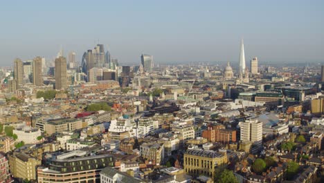 establishing shot of central london shot from drone