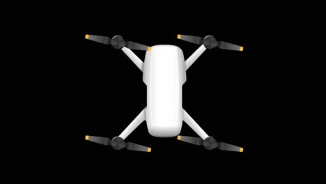aerial drone rotates smoothly in a 20-second animation, showcasing its design and movement against a stark black backdrop