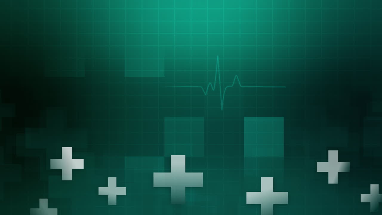 Medical Background with EKG and Plus Signs