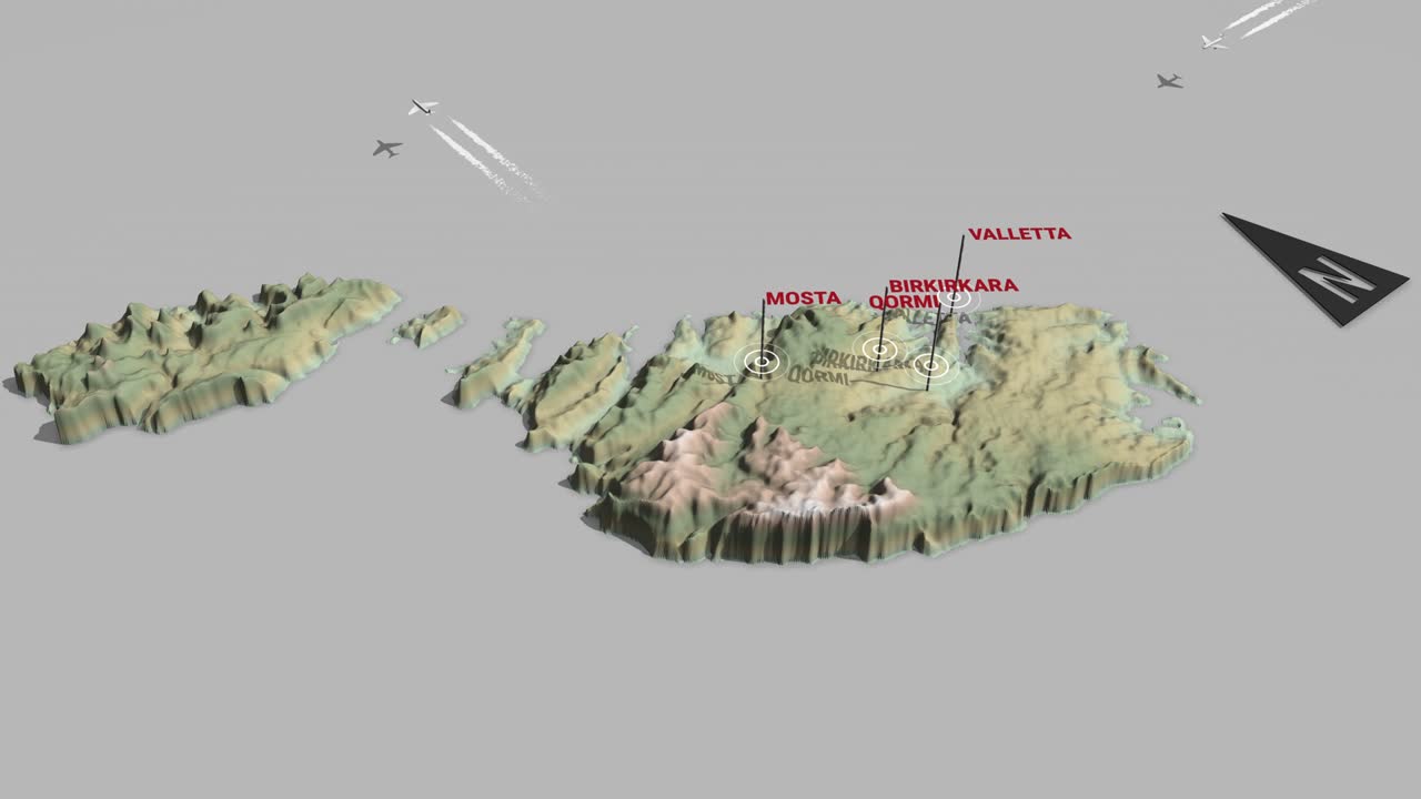 3d 지형 지도 말타