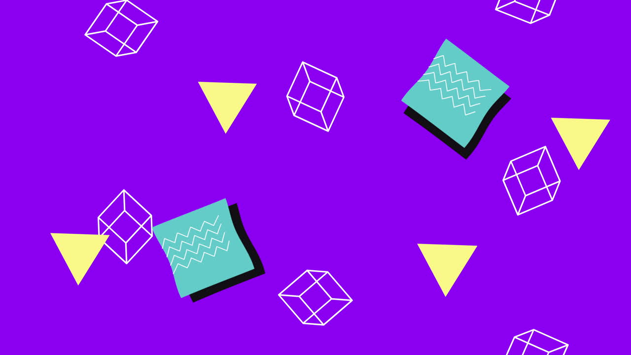 colores y figuras geométricas en animación de fondo púrpura