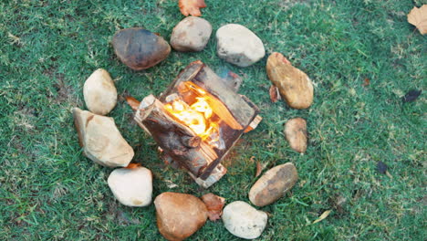 Bonfire circle, camp and outdoor in nature