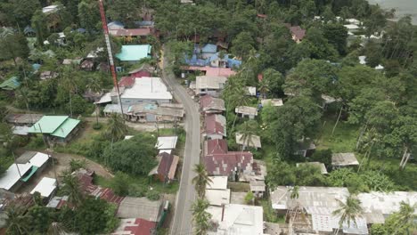 4k footage of lonely beach village on koh chang island, thailand, high angle drone birds eye view