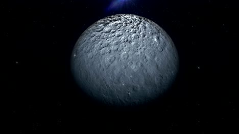 ceres dwarf planet rotating in its own orbit in the outer space. loop