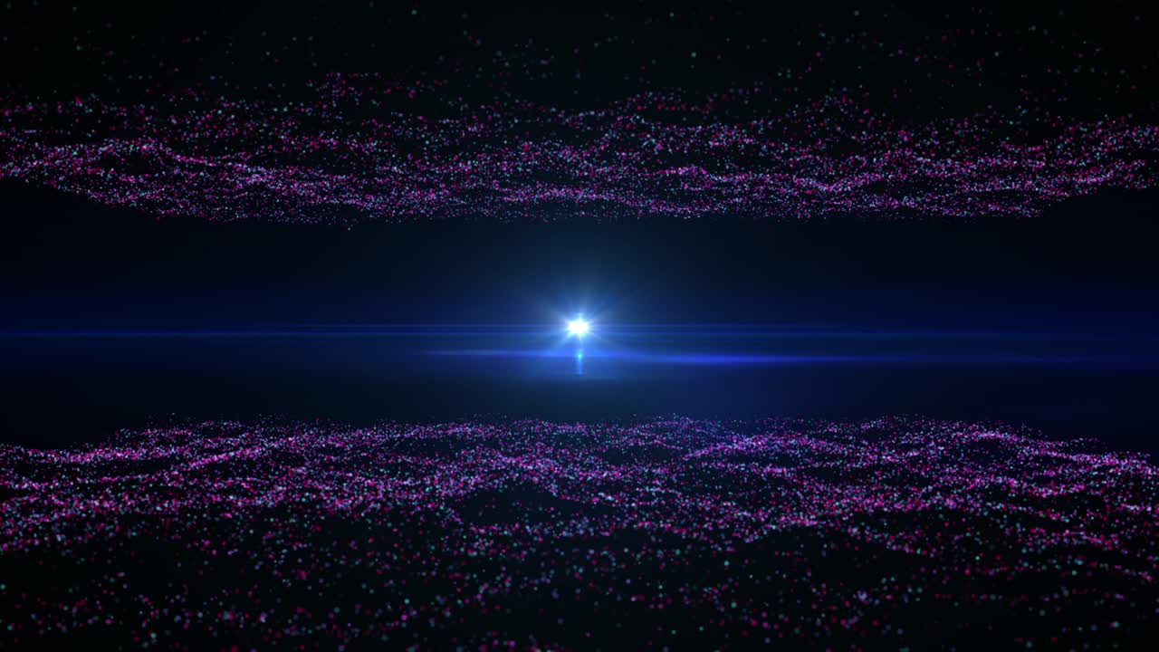 4k abstracto retro futurista partículas de paisaje tecnología loopable fondo con destello de la lente