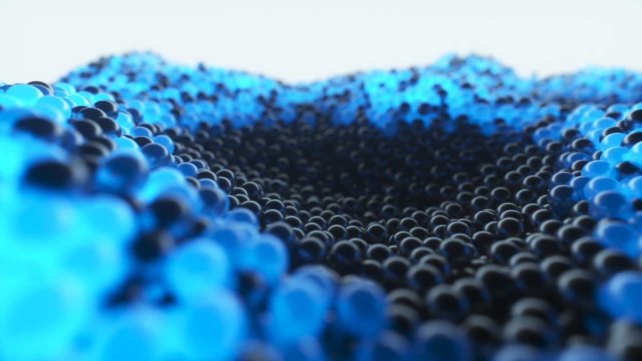 무작위로 빛나는 파란색 구의 추상적인 구름: 개념적 기술 비즈니스 구성: 원활한 루프 3d 애니메이션