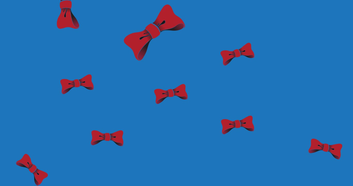 Animazione di papillon che cadono su sfondo rosso