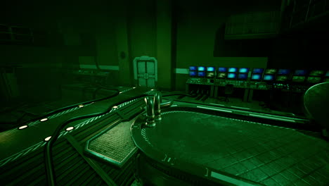 dark green futuristic control room