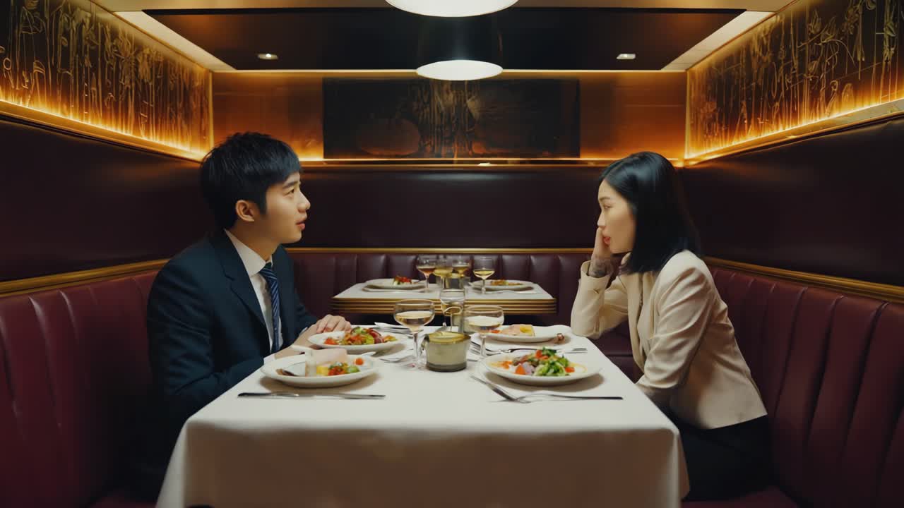 A couple dining in a restaurant