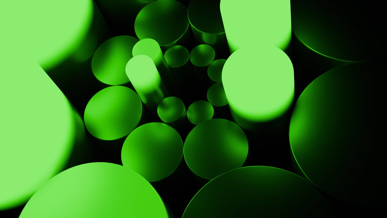 Abstract Green Cylinders