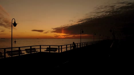 Aerial-footage-Beautiful-view-of-the-rising-sun-at-the-seaside