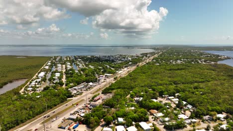 aerial drone footage residential houses in key largo florida neighborhoods