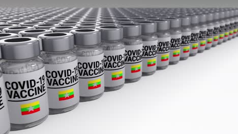 botellas de vacuna contra el covid-19 en mianmar