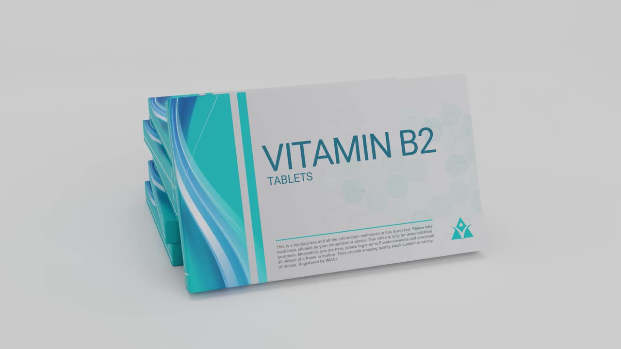 comprimidos de vitamina b2 en cajas de medicamentos