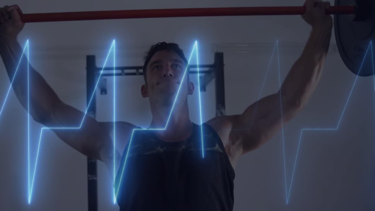 카디오그래프의 애니메이션을 통해 백인 남자가 운동을합니다.