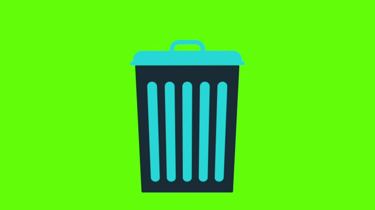 animation of a garbage container on a green screen