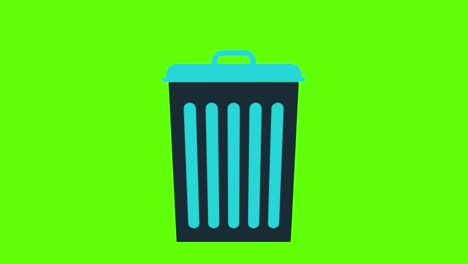 animation of a garbage container on a green screen