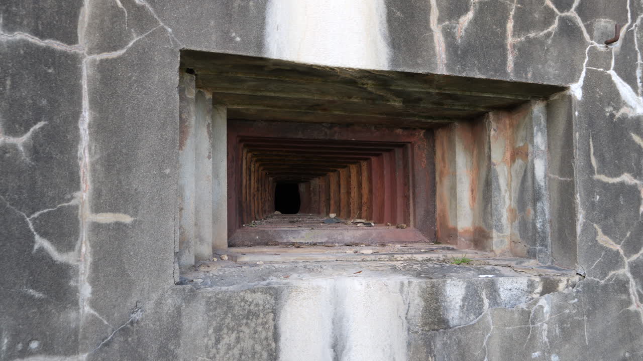 Rusted Loophole in an Old Military Bunker - Close Up