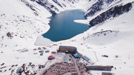 Panoramic-View-Of-Portillo-Ski-Resort-In-Andes-Mountains,-Las-Condes,-Valparaíso,-Chile