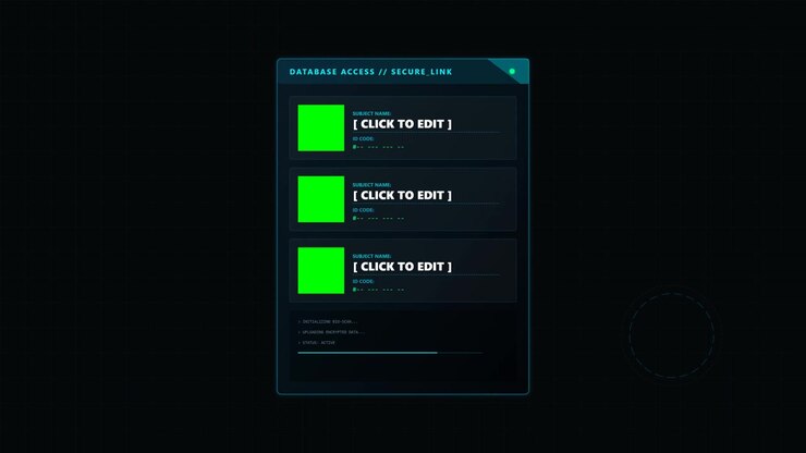 Futuristic Digital Database Interface Loading Data