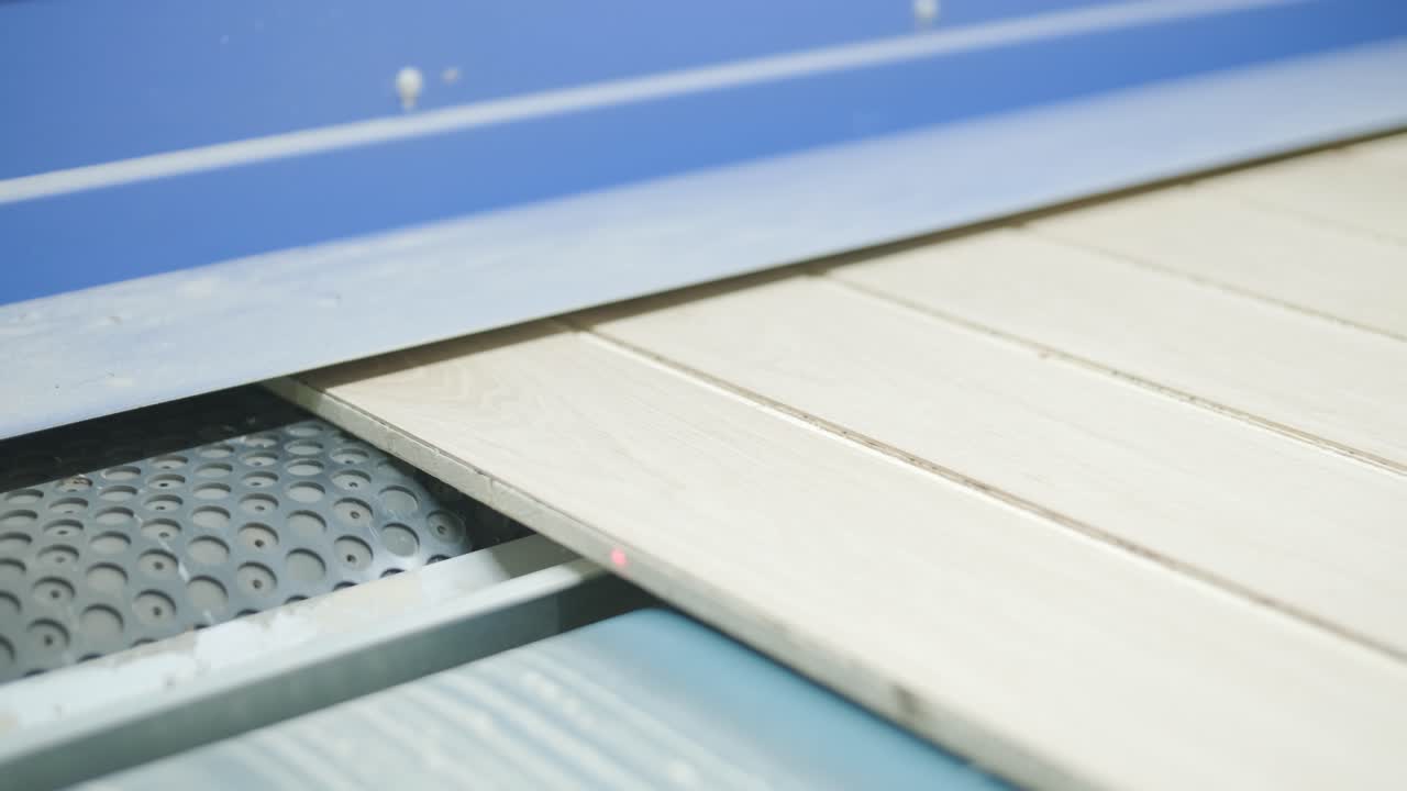 Wooden Planks Moving on Automated Production Line in Factory