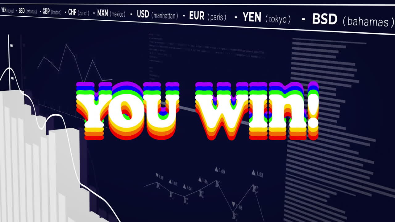 데이터 처리의 애니메이션과 검은색 배경 위의 텍스트를 얻습니다.