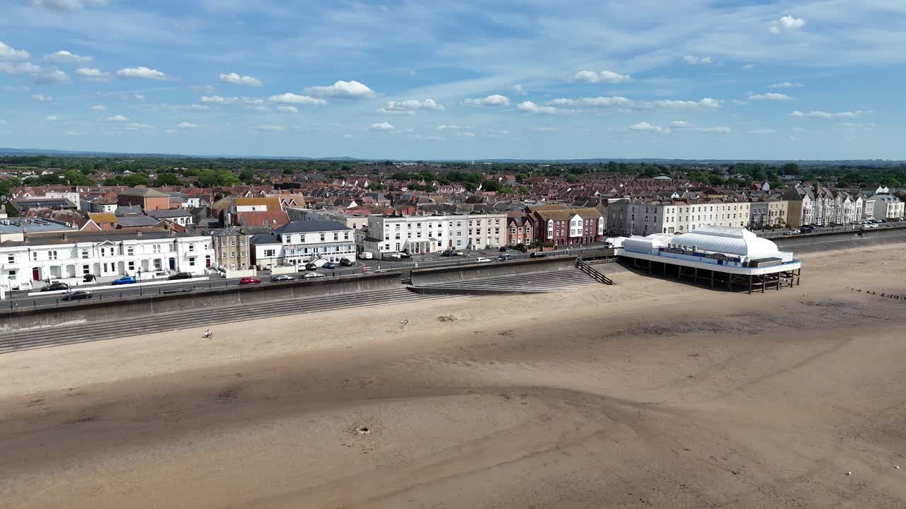 Burnham-on-Sea Somerset UK drone,aerial sea front
