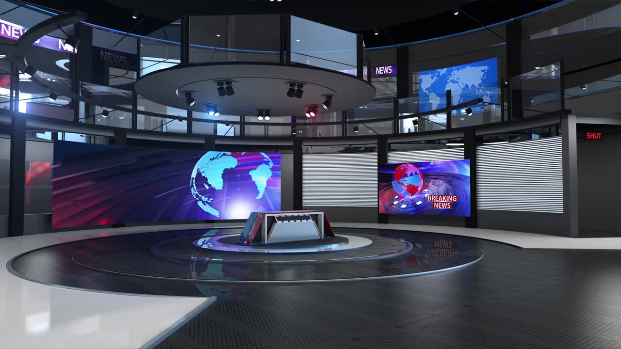 3d 가상 뉴스 스튜디오 배경 루프