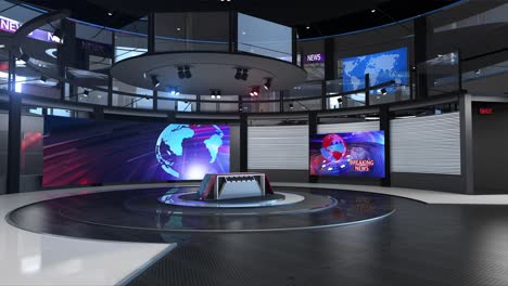 3d virtual news studio background loop