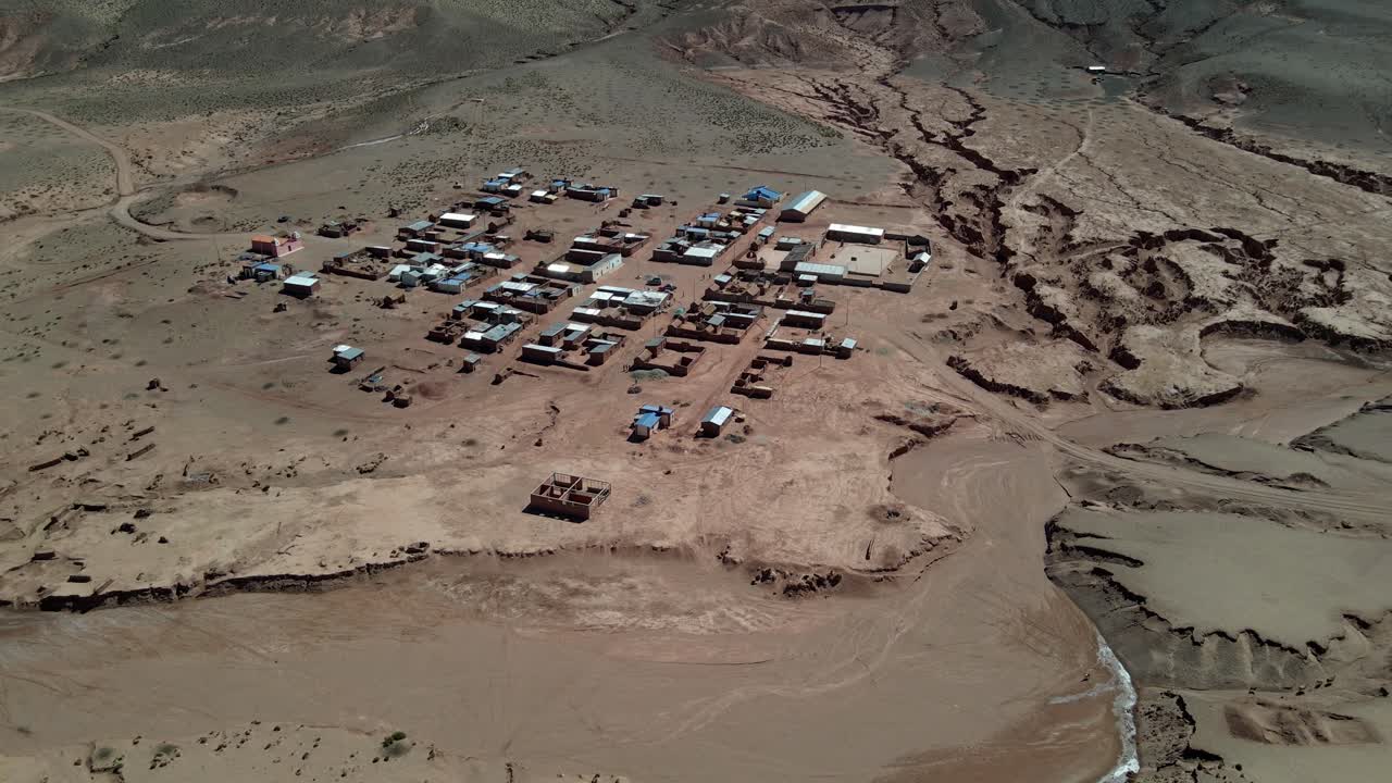 Remote village Bolivia field aerial drone view Sud Lipez region South America